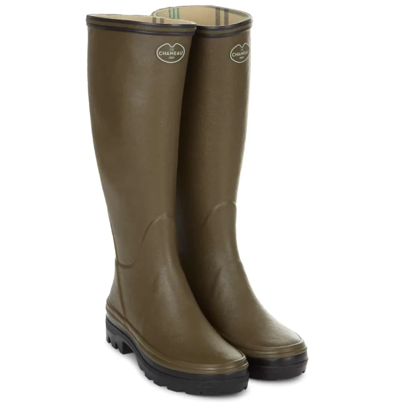 Image of Womens Lined Jersey Boots Le Chameau Giverny Vert Female 43