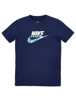 Image of Nike Sportswear Older Boys Futura Camo Logo T-Shirt - Navy