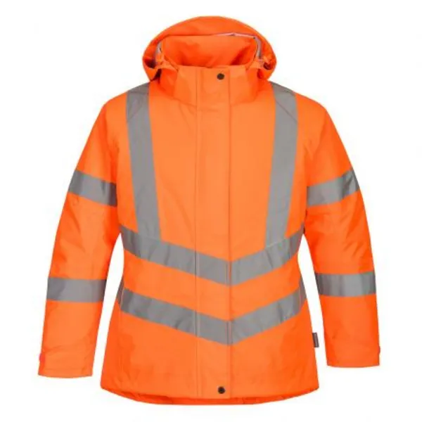 image of Oxford Weave 300D Class 3 Womens Hi Vis Winter Jacket LW74ORRXXL Colour: Orange