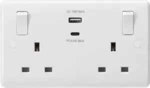 Image of KnightsBridge 13A 2G Switched socket with outboard rockers and dual USB (A+C) QC18W / PD45W