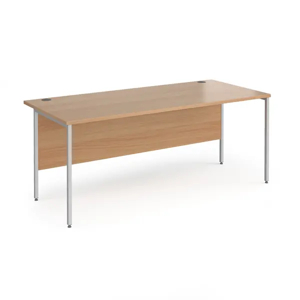 Image of Contract 25 Straight Silver H Frame Leg Desk - 1800mm - Beech