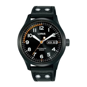 image of Lorus RL461AX9 Mens Black Dial Automatic Watch with Black Leather Strap