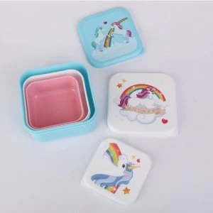 Image of Unicorn Design Set of 3 Plastic Lunch Boxes