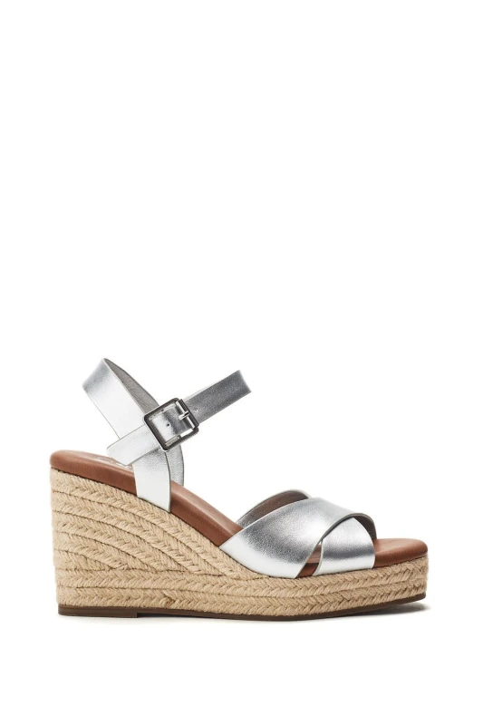 Image of Moda In Pelle Womens 'Jasminium' Leather Wedges in Silver Size: 4 Silver Female 4