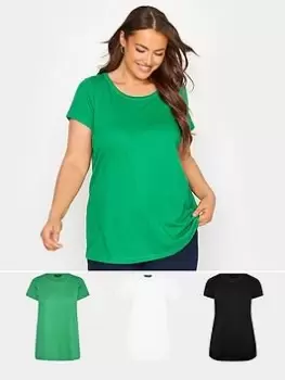 Image of Yours 3 Pack Core Basic Short Sleeve Tee Black/white/green, Green, Size 18, Women