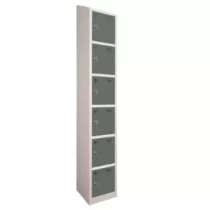 Image of 6 Door Locker, 300X300, Grey Carcass/Dark Grey Doors, Sloping Top, Camlock