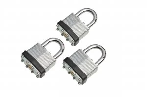 Image of Wickes Laminated Padlock - 40mm Pack of 3