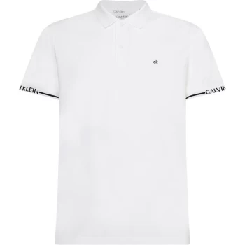 Image of Calvin Klein Cuff Slim Polo Shirt - Bright White