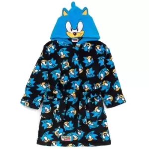 image of Sonic The Hedgehog Childrens/Kids Dressing Gown (6-7 Years) (Black/Blue)