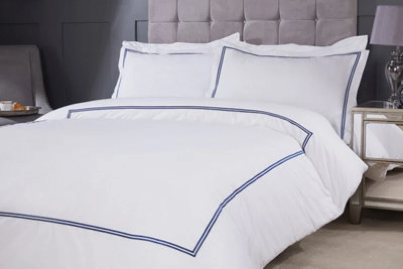 Image of New Edge Blinds Carlton Embroidered Duvet Set in Blue Size: Single Blue Unisex Single