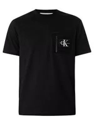 Image of Calvin Klein Jeans Fleece Pocket Tee - Black