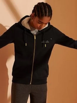 Image of Superdry Established Zip Hoodie, Black, Size 6, Women