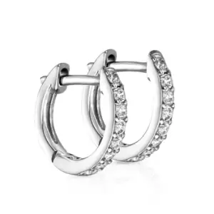 image of Candy Cane Silver CZ Thin Huggie Hoop Earrings