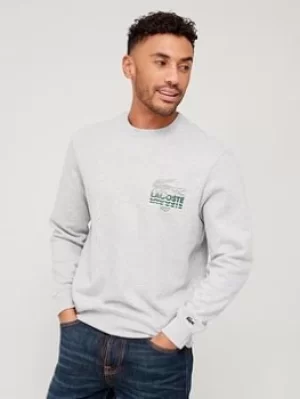 Image of Lacoste Large Logo Crew Neck Sweat, Grey Size XL Men
