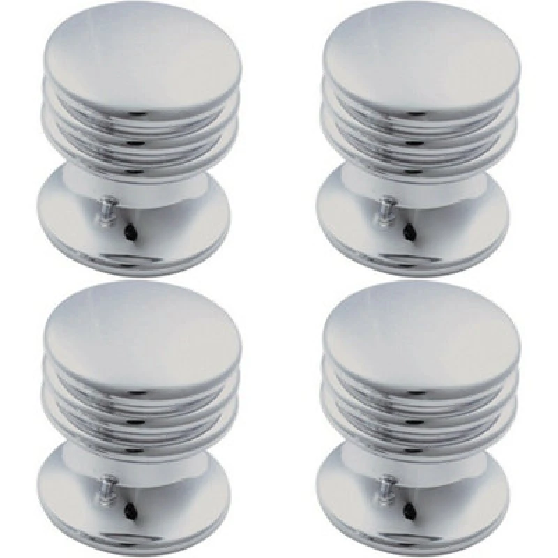 Image of Loops 4x One Piece Textured Cupboard Door Knob 15.5mm Diameter Polished Chrome Multi unisex