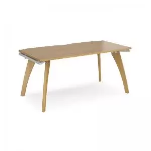 image of Fuze single desk 1600mm x 800mm - white frame and oak top