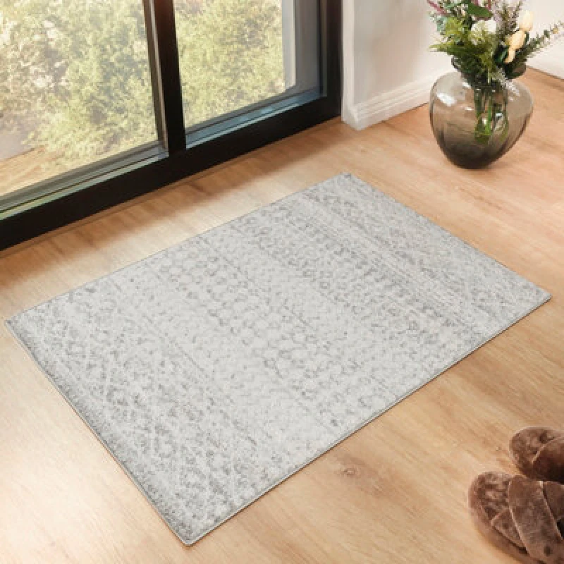 Image of Livabliss Scandi Geometric Light Grey/white Mila Area Rug 80 X 150 Cm - Easy Care, Non Shedding, Ideal For Living Room & Bedroom