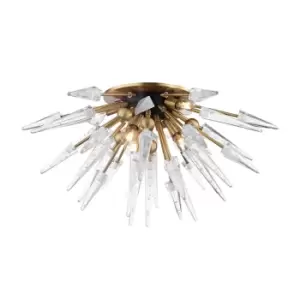 Image of Sparta 6 Light Semi Flush Brass, Glass