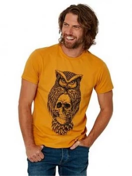 image of Joe Browns Owl Skull Tee - Yellow, Size S, Men