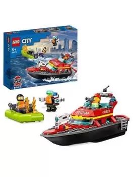 image of Lego City Fire Rescue Boat Toy Building Set 60373