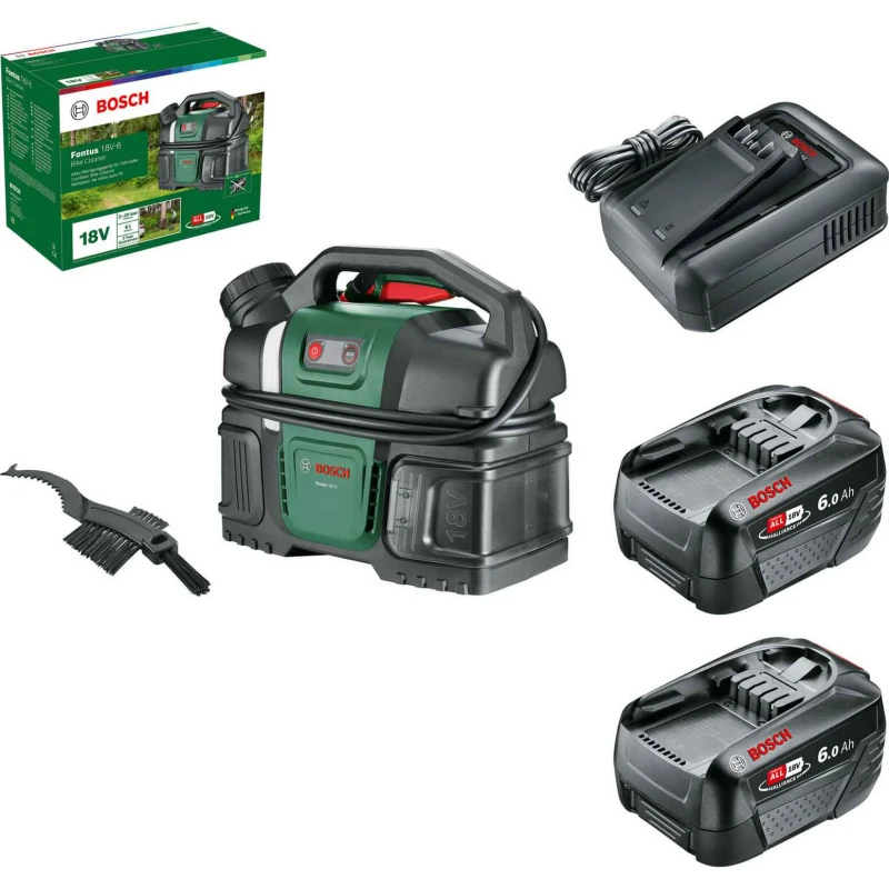 Image of Bosch FONTUS 18V-6 P4A 18v Cordless Pressure Washer and Bicycle Cleaner 2 x 6ah Li-ion Charger FONTUS 18V-6