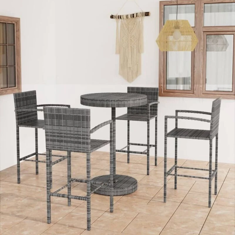 Image of VIDAXL 5 Piece Garden Bar Poly Rattan Grey Vidaxl 8720286247082