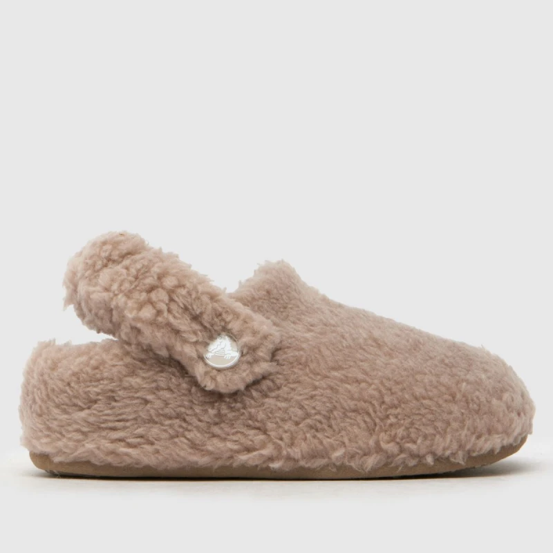Image of Crocs Kids Classic Cozzy Slippers Dark Beige Baby 27/28 (9 to 10)