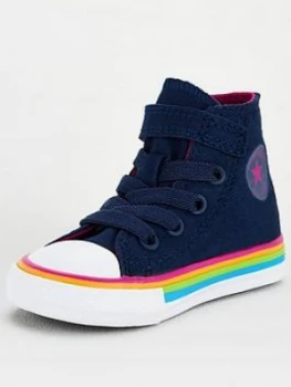 image of Converse Chuck Taylor All Star Hi 1V Infant Trainers - Navy/White