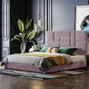 Image of Conmo Upholstered Beds - Plush Velvet, Single Size Frame, Pink - Pink