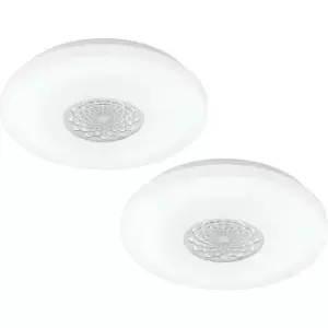 Image of 2 PACK Wall Flush Ceiling Light Colour White Shade White Chrome Plastic LED 24W