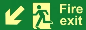 Image of Fire Exit (Man Arrow Down/Left)Sign FlxbleS/Alum.Brd