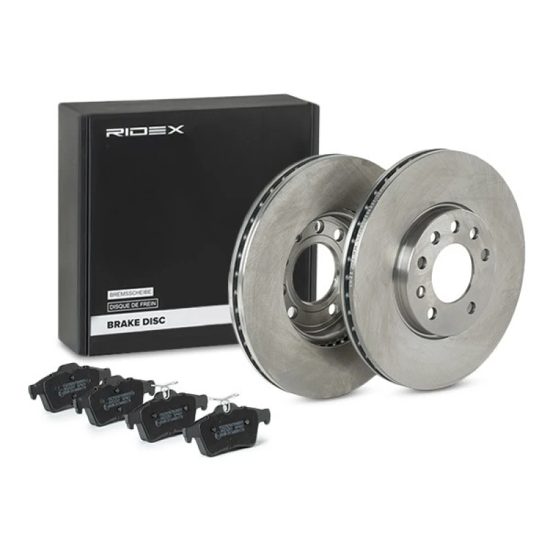 Image of RIDEX 3405B1494 Brake disc and pads set Rear Axle, Brake Disc Type: internally vented, excl. wear warning contact Brake Set,disc brakes (3405)