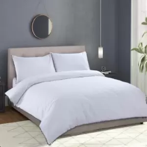 Image of Harwoods Sandringham Pom Pom Duvet Cover Set, White, Double