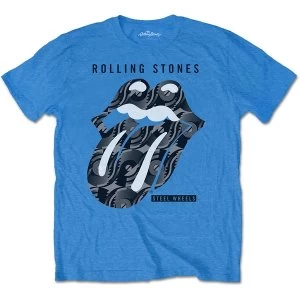 Image of The Rolling Stones - Steel Wheels Unisex Small T-Shirt - Blue