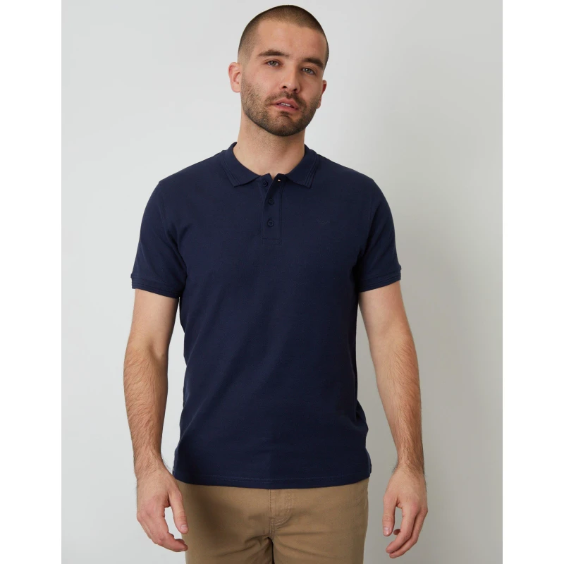 Image of Threadbare Mens TB Malbork Short-Sleeve Polo Shirt Navy male Small