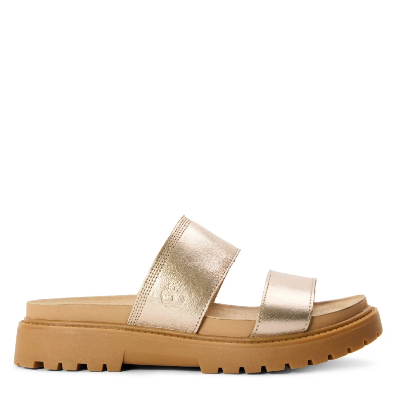 Image of Timberland Womens Slide Sandal Gold Flat Sandals Gold Metallic female 3.5 (36)