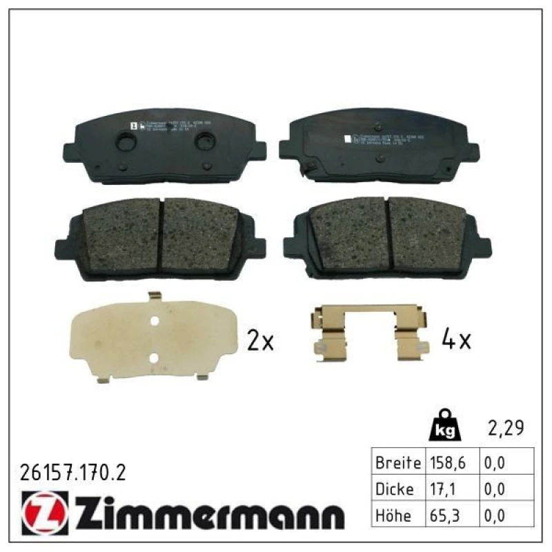 Image of ZIMMERMANN Brake pad set ZIMMERMANN 26157.170.2