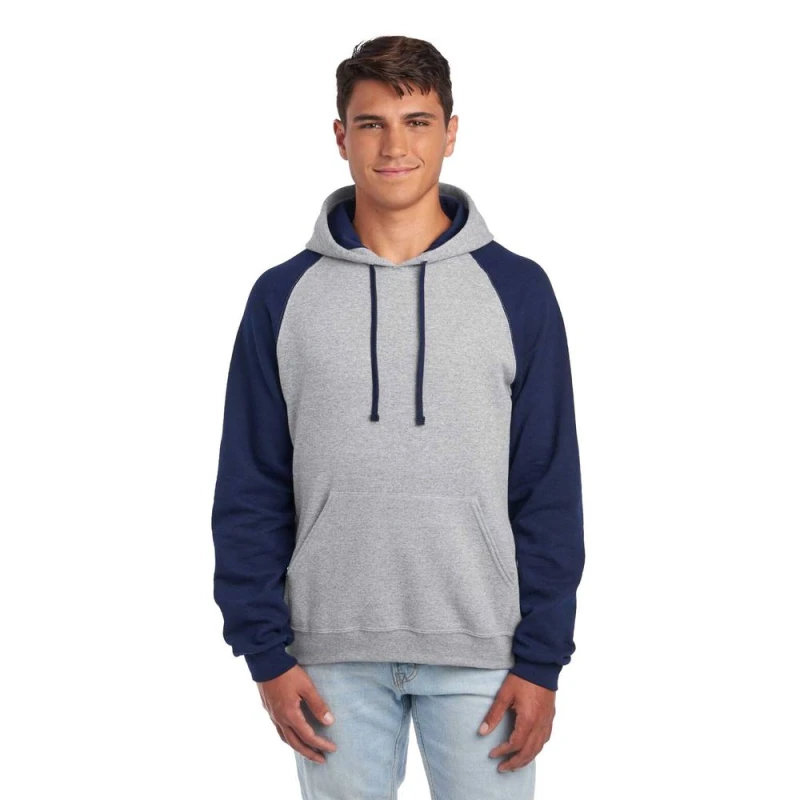 Image of JERZEES Mens Colour Block Nublend Hoodie in Mid Navy Size: Large Mid Navy Male L