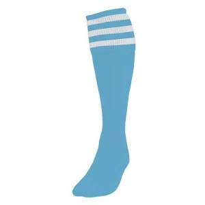 Image of Precision 3 Stripe Football Socks Sky/White - UK Size 3-6