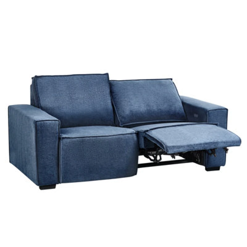 Image of Beliani Electric Recliner Sofa 2 Seater Nukari Fabric Blue