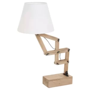 Image of Dion Table Lamp with Round Tapered Shade Wood Blank, Hood Fabric, Metal