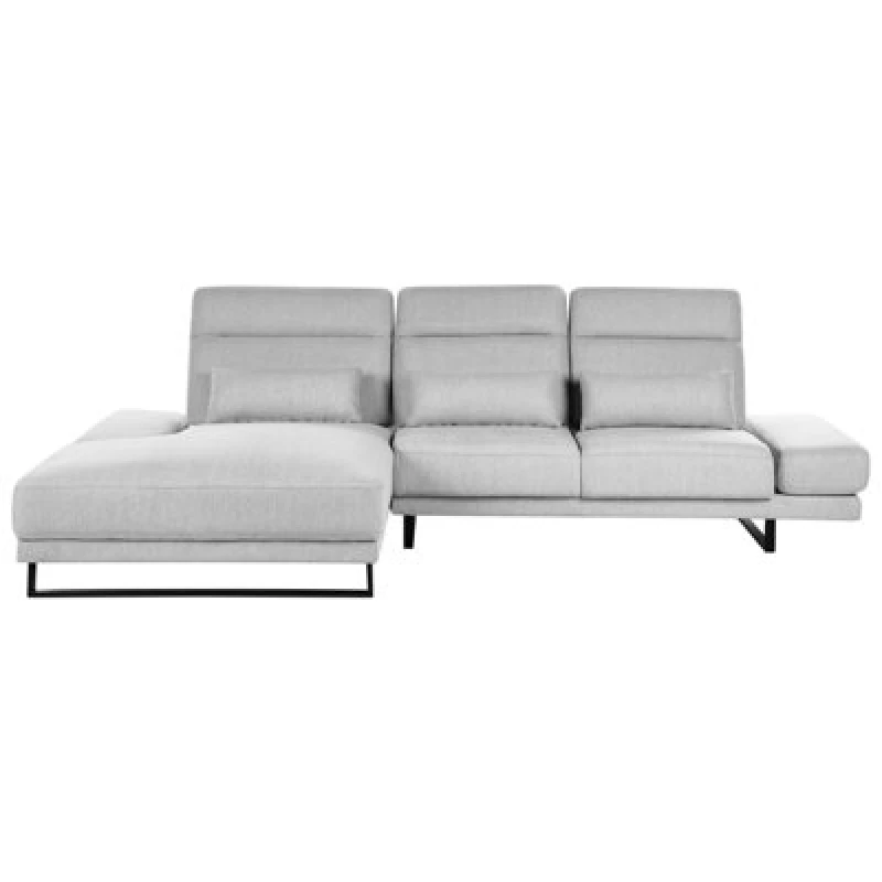 Image of Beliani Corner Sofa 4 Seater Ikast Fabric Light Grey Right Hand