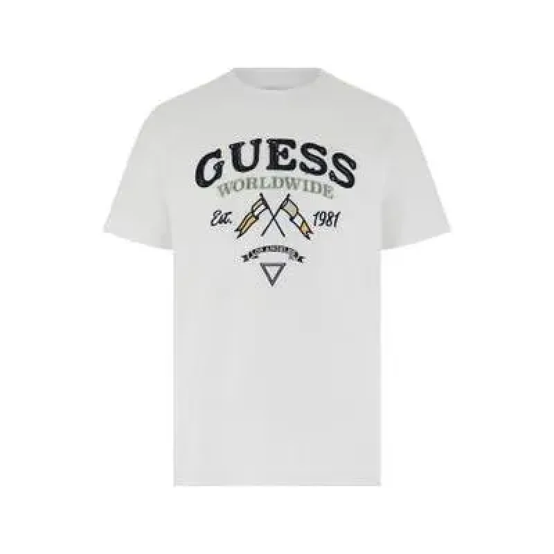 Image of Guess T-Shirt Guess Flags and Cord Blanc Male S