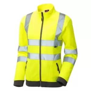 Image of Hollicombe ISO 20471 Class 2 Womens Zipped Sweatshirt Hi-vis YellowLarge