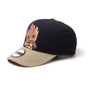 Image of Marvel Comics - Kawaii Groot Unisex Adjustable Cap Cap - Black/Tan