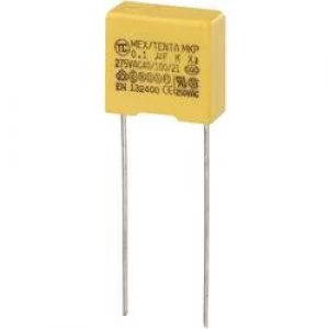 Image of MKP X2 suppression capacitor Radial lead 0.1 uF 275 V AC 10 10 mm L x W x H 13 x 6 x 12mm MKP X2