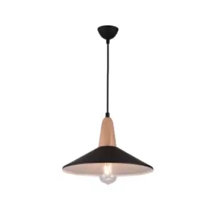 Image of Razgrad Dome Ceiling Pendant Light 1x E27 Black-Wood