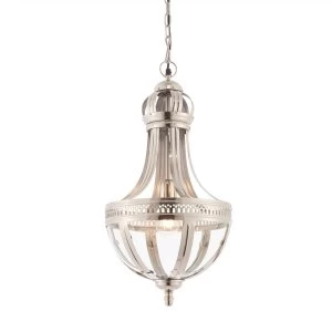 Image of 1 Light Pendant Bright Nickel Plated On Solid Brass, Glass, E27