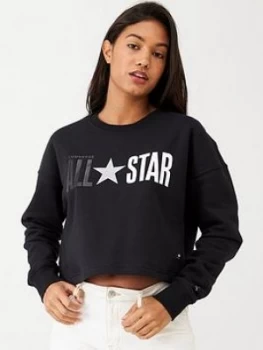 Image of Converse All Star Cropped Crew Fleece - Black