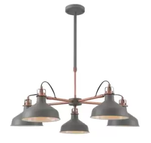 Image of Telescopic 5 Light, 5 x E27, Sand Grey, Copper, White